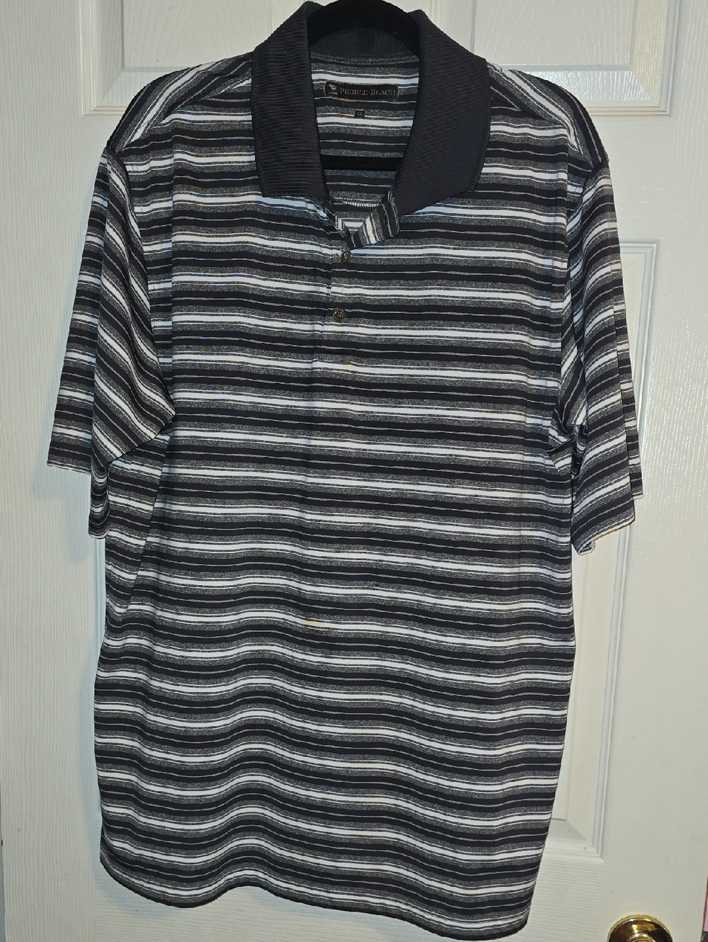 Pierre Balmain Black and Gray Striped Polo Shirt‎
